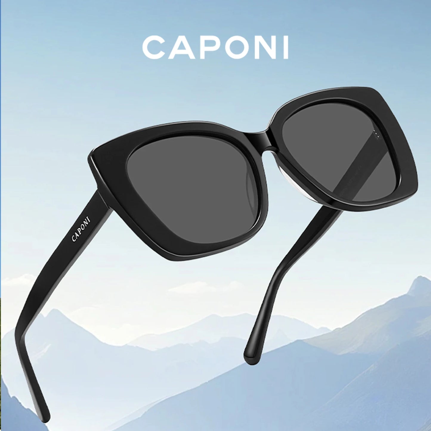 CAPONI Polarize Nylon Sunglasses For Women High Quality Acetate Eyewear UV400 Protection Fashion Oversized Sun Glasses CP24062