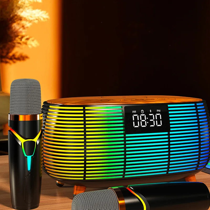 HM-2312 karaoke wireless Bluetooth speaker with ambient light 15W wireless fast charging subwoofer stereo portable speaker