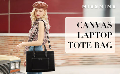 MISSNINE Laptop Briefcase Large Canvas Bag Female 15.6inch for Macbook Air Pro Huawei Dell XiaoMi HP Notebook Handbags Briefcase