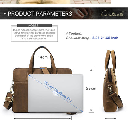 Retro Leather Laptop Bag With Strap For Macbook M4 M3 M2 M1 Air 13 Pro 14 15 16 Inch Case Handbag Men Shoulder Crossbody Bag