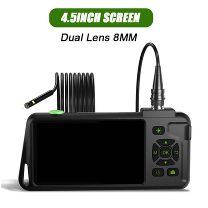 4.5'' IPS Endoscope Camera HD1080P Replaceable 15m Rigid Cable 5.0MP Autofocus Camera Waterproof Inspcection Car Sewer Borescope