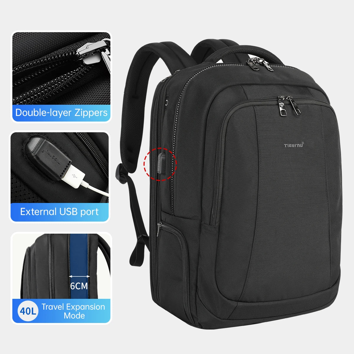 Lifetime Warranty Backpack For Men Laptop Backpack Bag Male Travel Backpacks For School USB Charging Port Schoolbag Men Mochilas