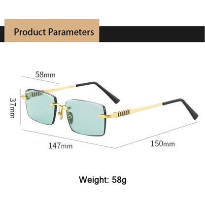 Green Natural Crystal Stone Sunglasses Man Woman Rimless Glass Sun Glasses Mineral Lens Anti Scratch Driver's Shade Top Quality