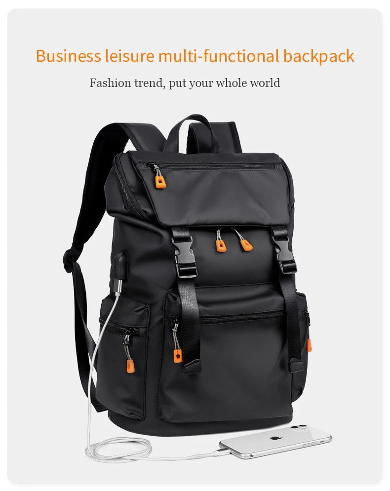 Men's 17.3"Large Capacity Oxford High-quality Fashion Business Laptop Backpack Waterproof Wear-resistant Leisure Travel Backpack