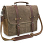 Large Capacity Men's Messenger Bag Sturdy Canvas Laptop Bag 15.6 Inch Waterproof Vintage Briefcase Crossbody Shoulder Bag