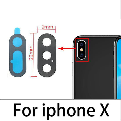 10Pcs/Lot,  For iPhone X XR XS 11 12 13 14 15 16 Pro Max Mini Plus Rear Back Camera Glass Lens With Ahesive