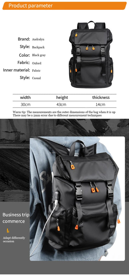 Men's 17.3"Large Capacity Oxford High-quality Fashion Business Laptop Backpack Waterproof Wear-resistant Leisure Travel Backpack