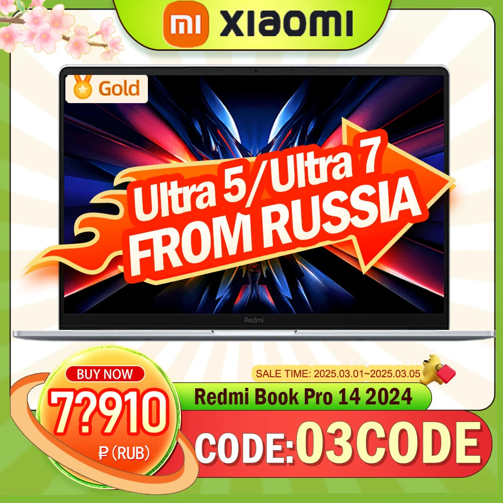 【Super Sale】Xiaomi Redmi Book Pro 14 2024 U*5-125/U*7-155 32G 1T 2.8K 120Hz Screen JYU4597CN/JYU4598CN