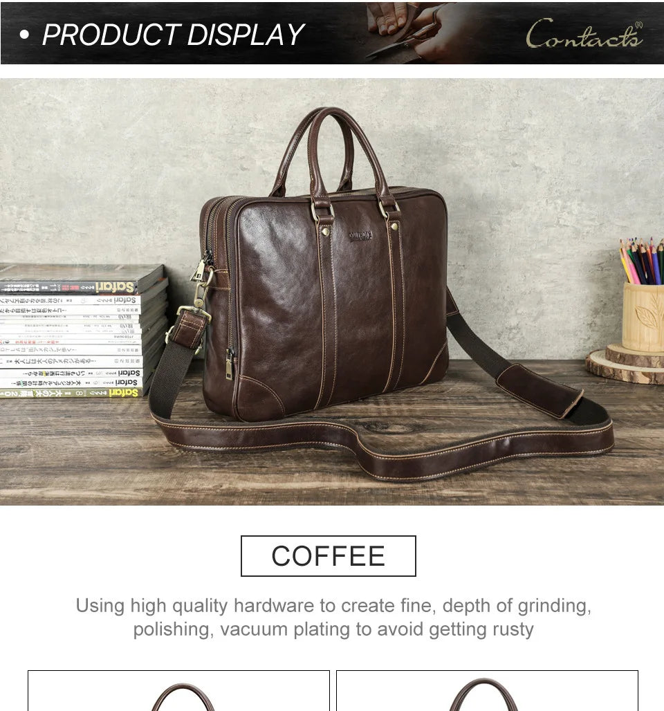 Leather Shoulder Messenger Bag Men Leather Can Hold 14.2-inch Business Laptop Briefcase сумка на плечо кожаная ноутбука портфель