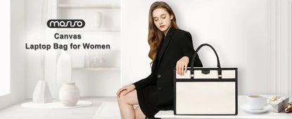 Laptop Bag Women Canvas Tote Bag 15.6 inch Travel Office College Handbag Casual Work Computer ipad Messenger Shoulder Briefcase