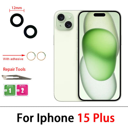 5Pcs/Lot，New Back Rear Camera Glass Lens Cover With Adhesive Replacement Repair For iPhone 11 12 13 14 Pro Max mini 15 Plus