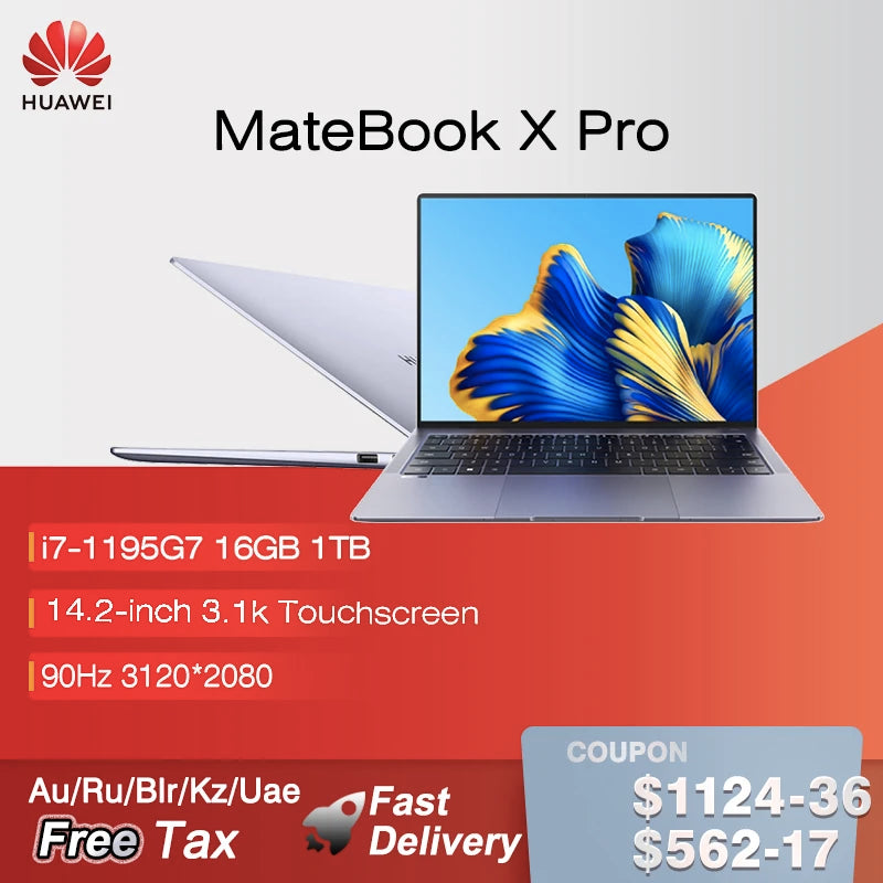 2022 HUAWEI MateBook X Pro  Laptop 14.2 Inch 3.1K Touchscreen Notebook i7-1195G7 16GB 512GB Netbook SSD LPDDR4X  99% New Second