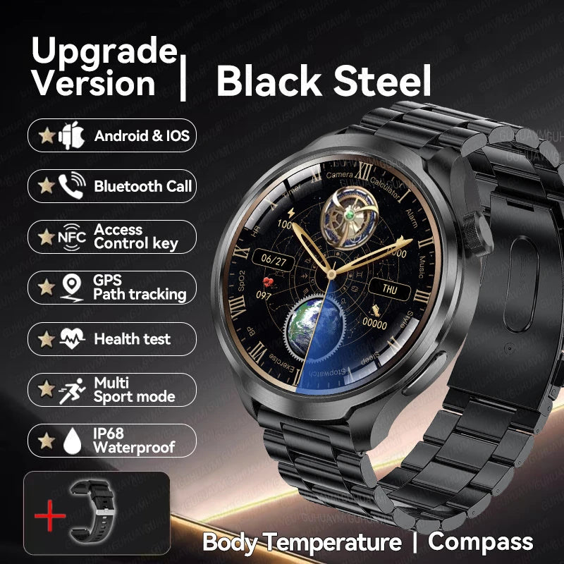 2024 New GPS Sports NFC Fashion Smartwatch Men's 1.85 "AMOLED Screen Heart Rate Blood Pressure Health Smart Watch For Huawei IOS