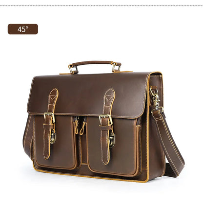 Vintage Handbags Men's Leather Notebook Bag Cowhide Travel Trolley Wheel Luggage Men's Messenger Bag Business Briefcases