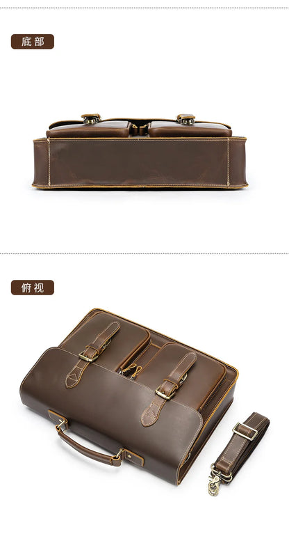 Vintage Handbags Men's Leather Notebook Bag Cowhide Travel Trolley Wheel Luggage Men's Messenger Bag Business Briefcases