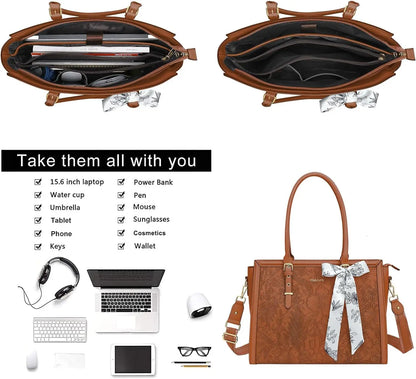 15 16 17.3 inch Women's Bag PU Leather Tote Bag for MacBook Air Pro M3 M2 HP Dell Asus Notebook Computer  Laptop Shoulder Bag