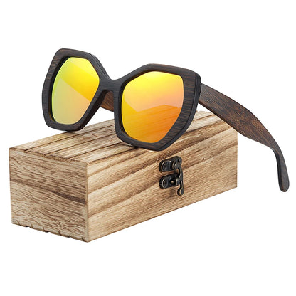 BARCUR Retro Women Butterfly Sun glass Polarized Sunglasses Bamboo Handmade Wood Eyewear Beach Wooden Glasses Oculos de sol