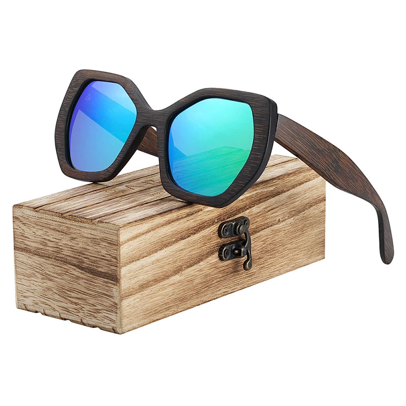 BARCUR Retro Women Butterfly Sun glass Polarized Sunglasses Bamboo Handmade Wood Eyewear Beach Wooden Glasses Oculos de sol