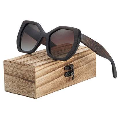 BARCUR Retro Women Butterfly Sun glass Polarized Sunglasses Bamboo Handmade Wood Eyewear Beach Wooden Glasses Oculos de sol